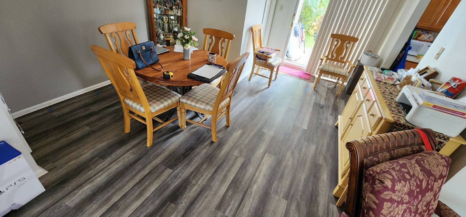 Gray luxury vinyl, dining room